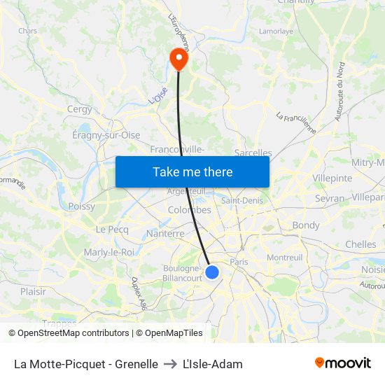 La Motte-Picquet - Grenelle to L'Isle-Adam map
