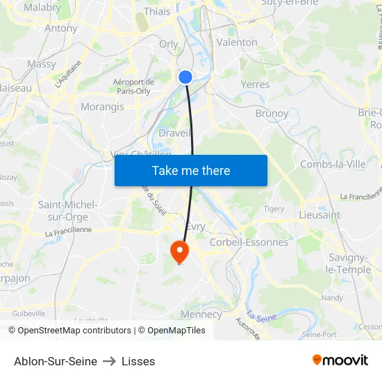 Ablon-Sur-Seine to Lisses map