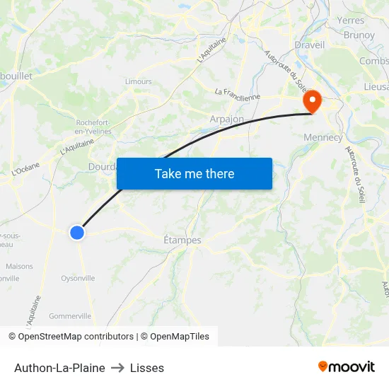 Authon-La-Plaine to Lisses map