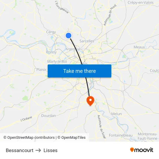 Bessancourt to Lisses map