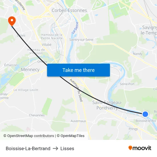 Boissise-La-Bertrand to Lisses map