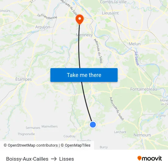 Boissy-Aux-Cailles to Lisses map