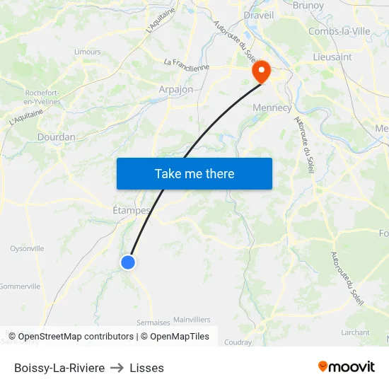 Boissy-La-Riviere to Lisses map