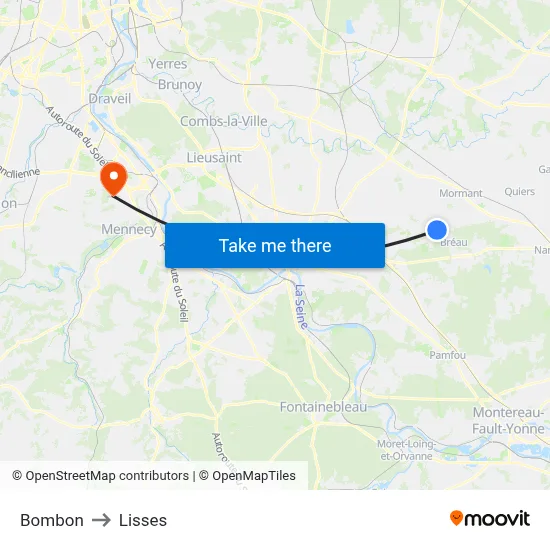 Bombon to Lisses map