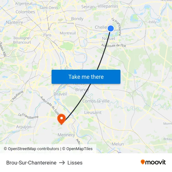 Brou-Sur-Chantereine to Lisses map