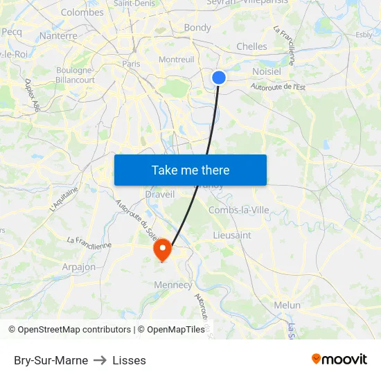 Bry-Sur-Marne to Lisses map