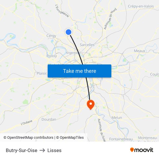 Butry-Sur-Oise to Lisses map