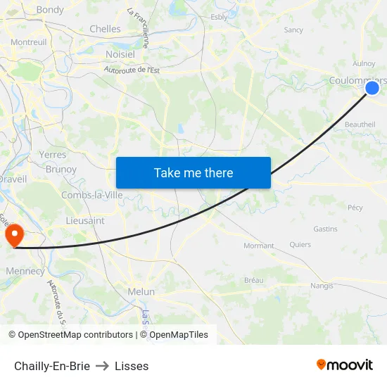 Chailly-En-Brie to Lisses map