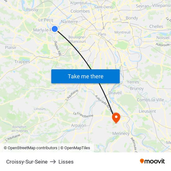 Croissy-Sur-Seine to Lisses map