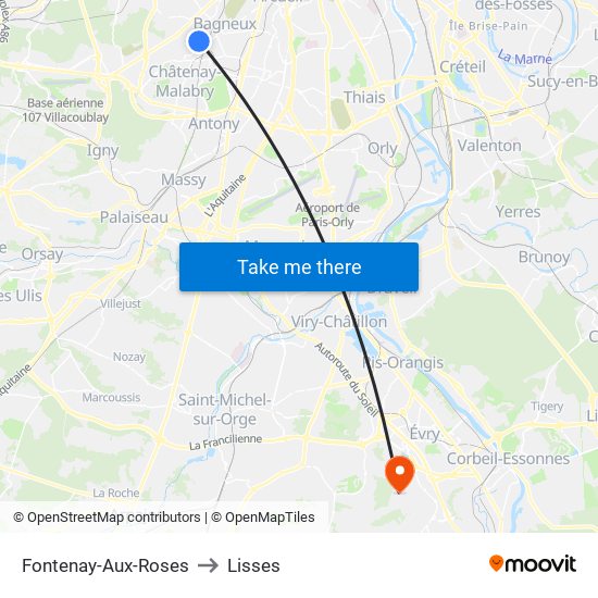 Fontenay-Aux-Roses to Lisses map