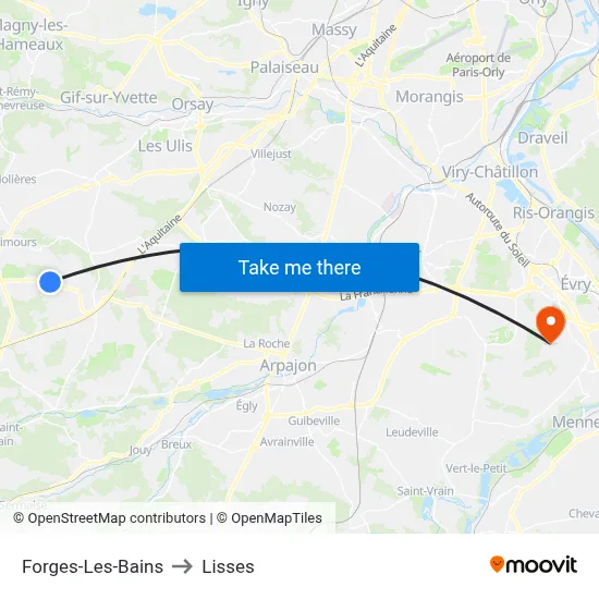 Forges-Les-Bains to Lisses map