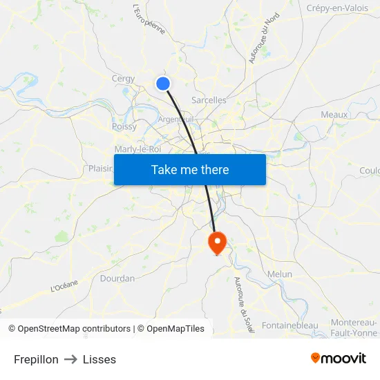 Frepillon to Lisses map