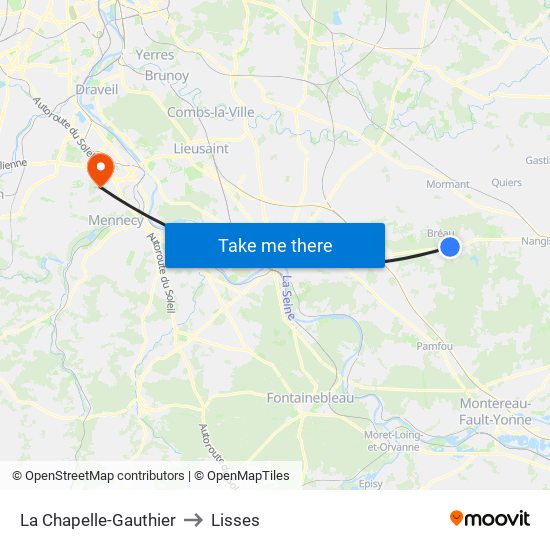 La Chapelle-Gauthier to Lisses map