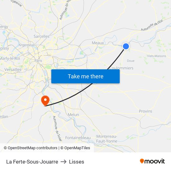 La Ferte-Sous-Jouarre to Lisses map