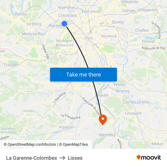 La Garenne-Colombes to Lisses map
