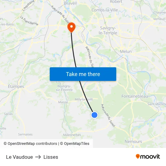 Le Vaudoue to Lisses map