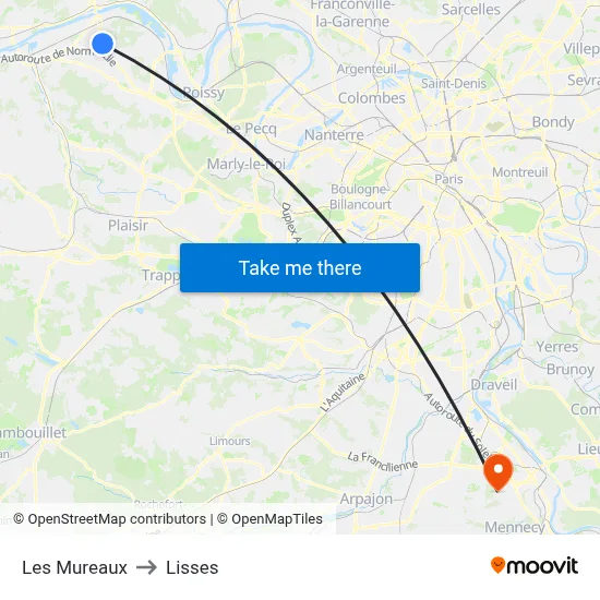 Les Mureaux to Lisses map