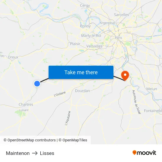 Maintenon to Lisses map