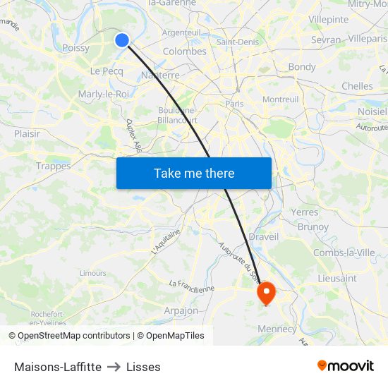 Maisons-Laffitte to Lisses map