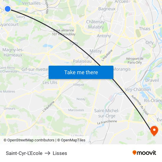 Saint-Cyr-L'Ecole to Lisses map