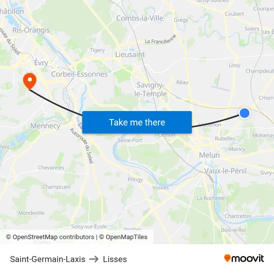 Saint-Germain-Laxis to Lisses map