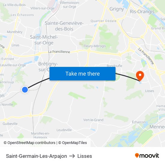 Saint-Germain-Les-Arpajon to Lisses map