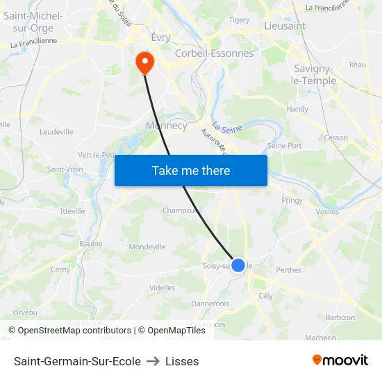 Saint-Germain-Sur-Ecole to Lisses map
