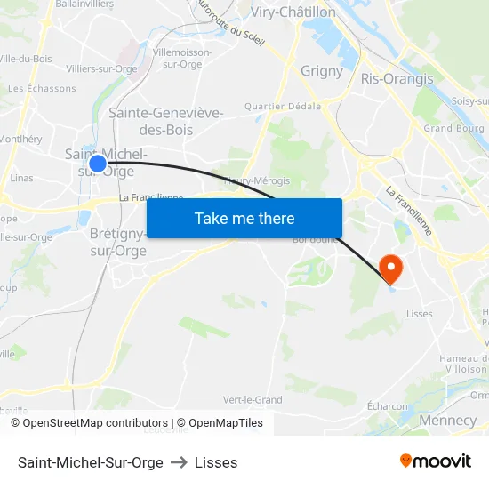 Saint-Michel-Sur-Orge to Lisses map