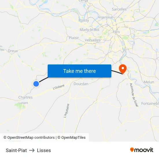 Saint-Piat to Lisses map
