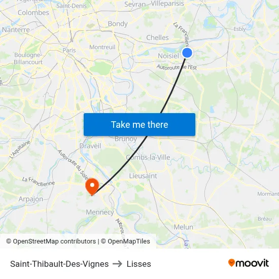 Saint-Thibault-Des-Vignes to Lisses map