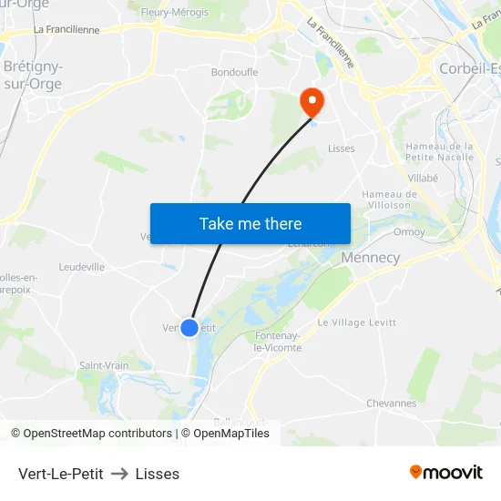 Vert-Le-Petit to Lisses map