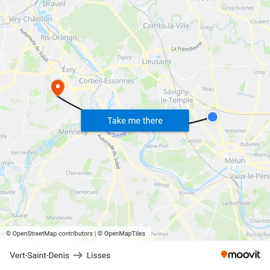 Vert-Saint-Denis to Lisses map