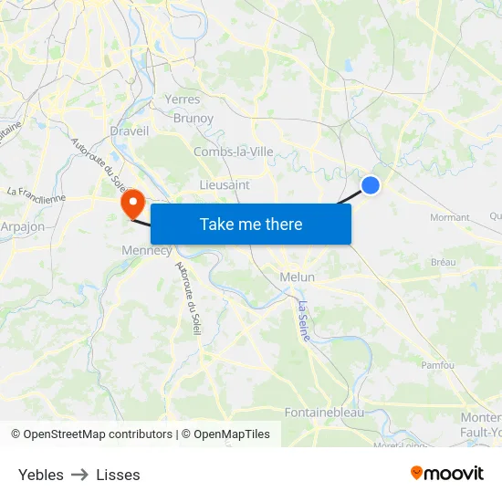 Yebles to Lisses map