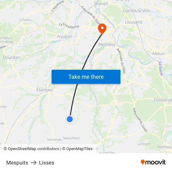 Mespuits to Lisses map