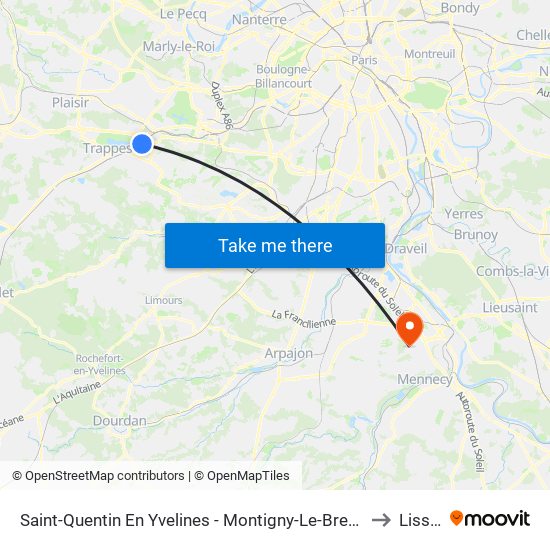 Saint-Quentin En Yvelines - Montigny-Le-Bretonneux to Lisses map