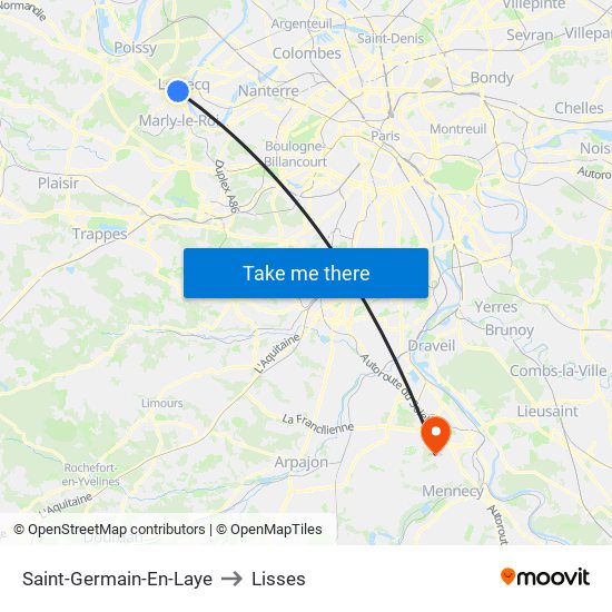 Saint-Germain-En-Laye to Lisses map
