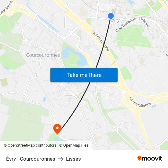 Évry - Courcouronnes to Lisses map