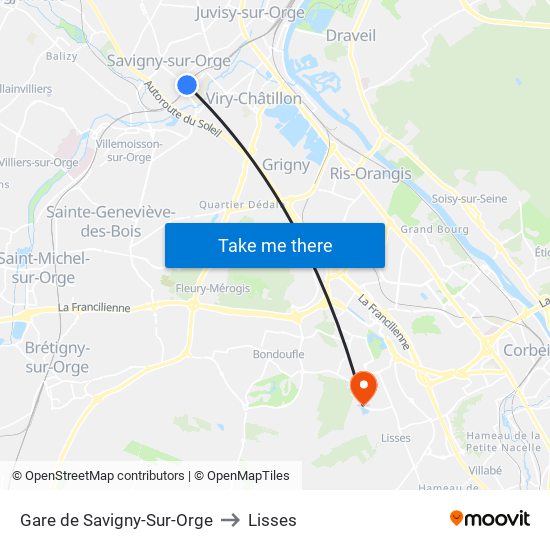 Gare de Savigny-Sur-Orge to Lisses map