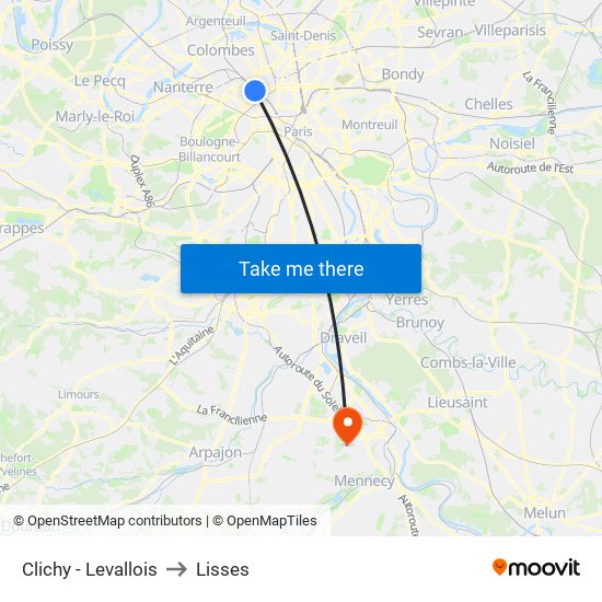 Clichy - Levallois to Lisses map