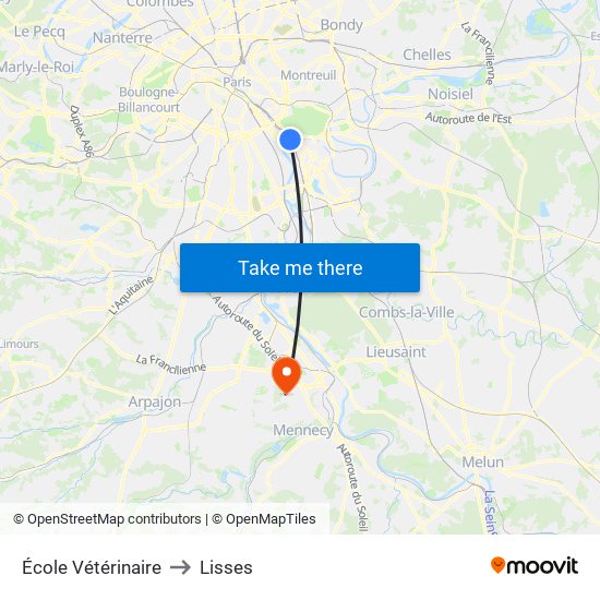 École Vétérinaire to Lisses map