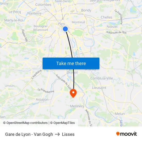 Gare de Lyon - Van Gogh to Lisses map