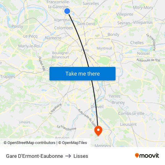 Gare D'Ermont-Eaubonne to Lisses map