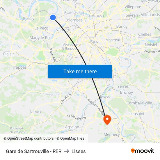 Gare de Sartrouville - RER to Lisses map