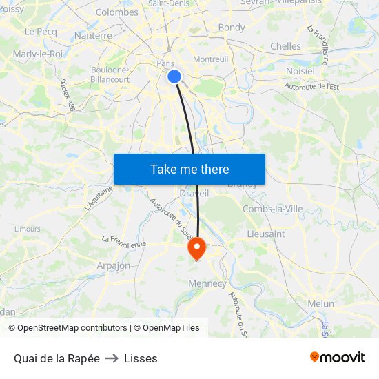 Quai de la Rapée to Lisses map