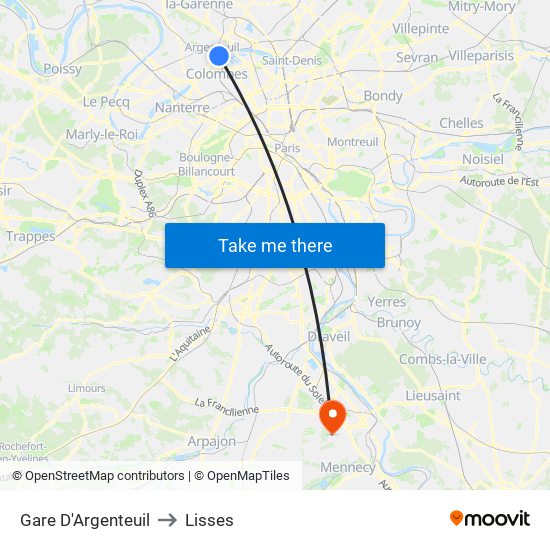 Gare D'Argenteuil to Lisses map