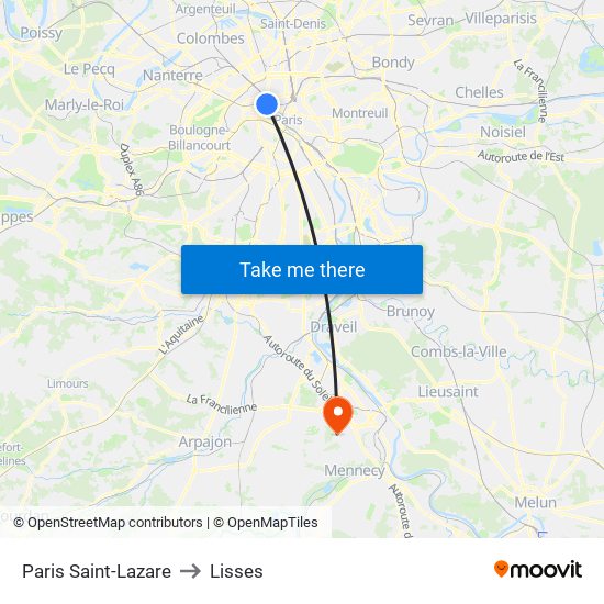 Paris Saint-Lazare to Lisses map