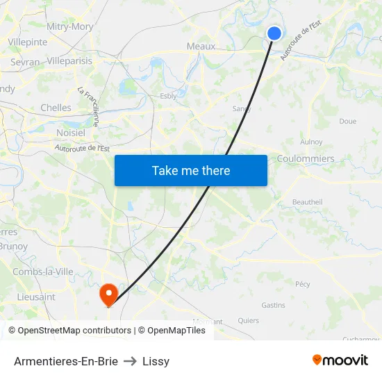 Armentieres-En-Brie to Lissy map