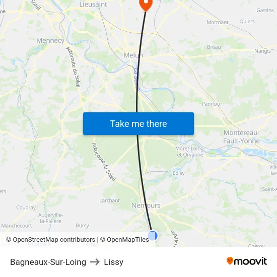Bagneaux-Sur-Loing to Lissy map