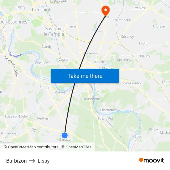 Barbizon to Lissy map