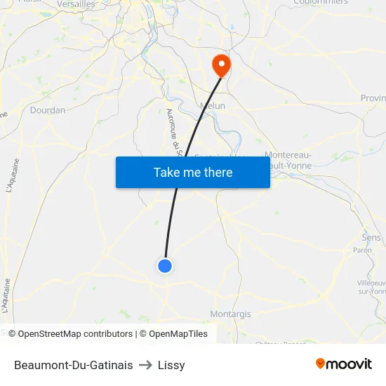 Beaumont-Du-Gatinais to Lissy map